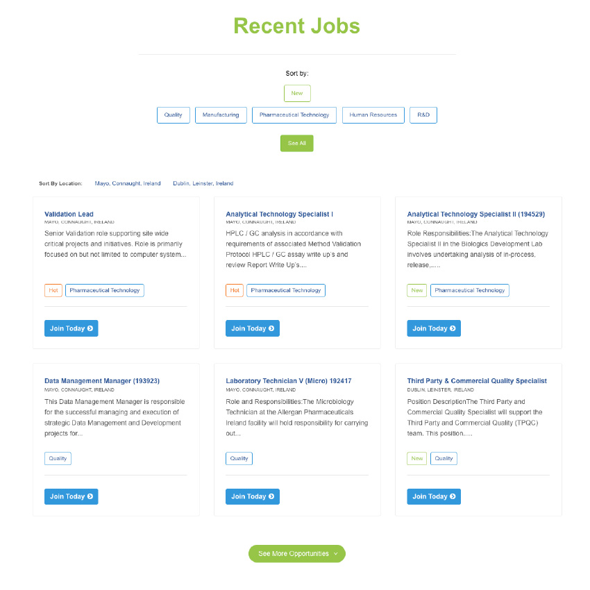 The job application section of the website